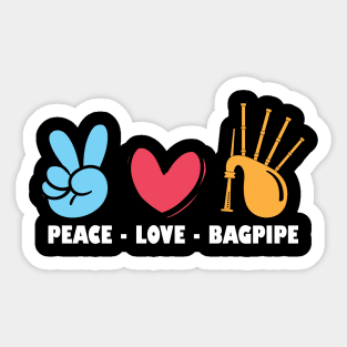 Peace - Love - Bagpipe - Bagpiper Sticker